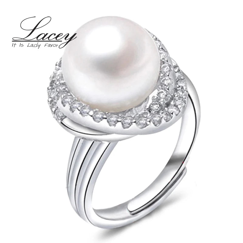 Elegant Freshwater Pearl Ring in Sterling Silver