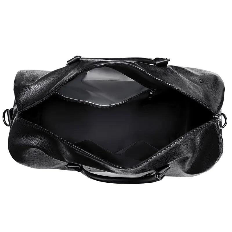 Retro PU Leather Weekender Duffel Bag with Adjustable Shoulder Strap