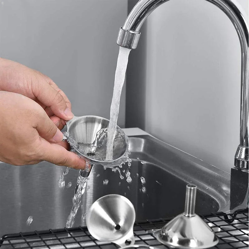 Stainless Steel Kitchen Funnel Set with Storage Ring