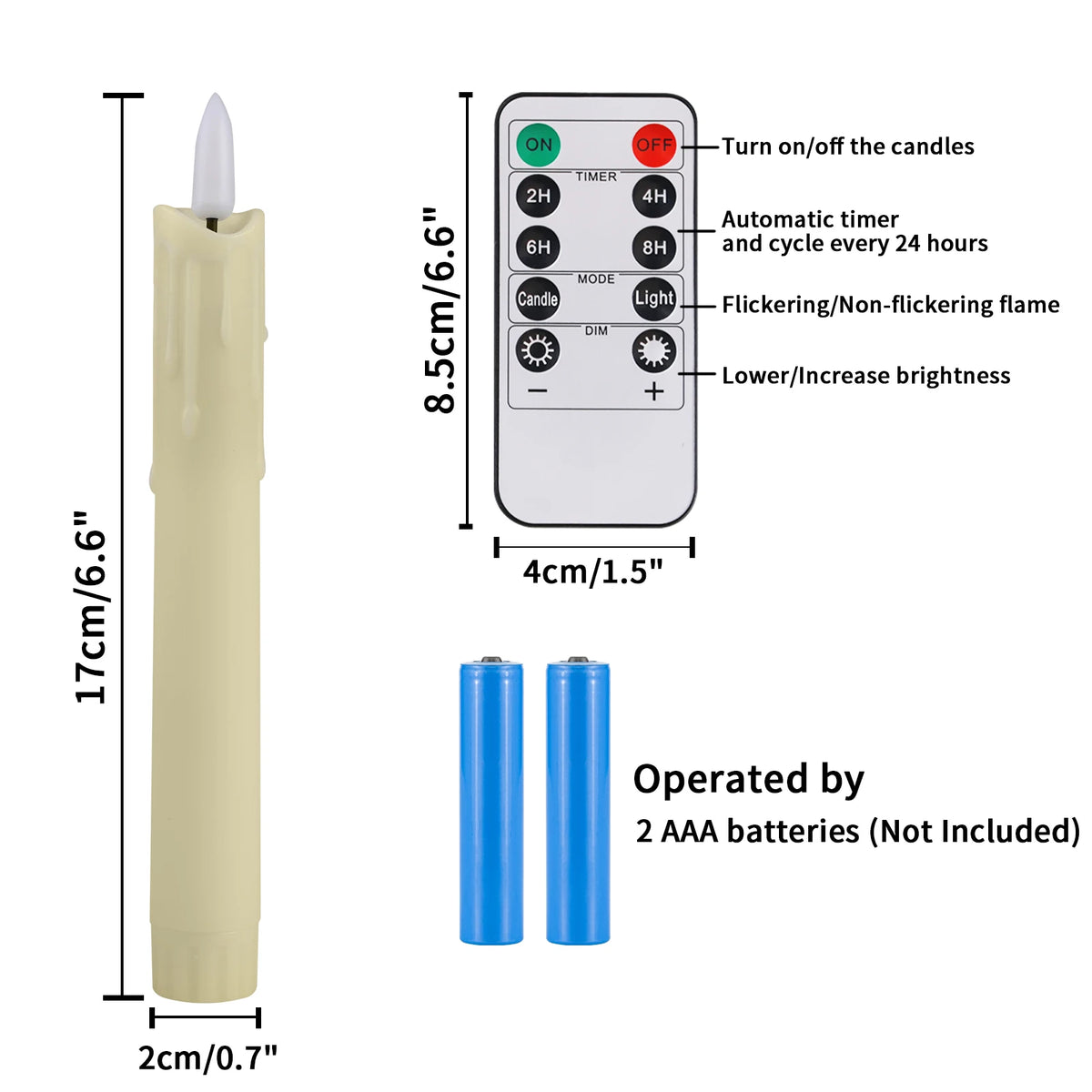LED Flameless Taper Candles with Remote Control