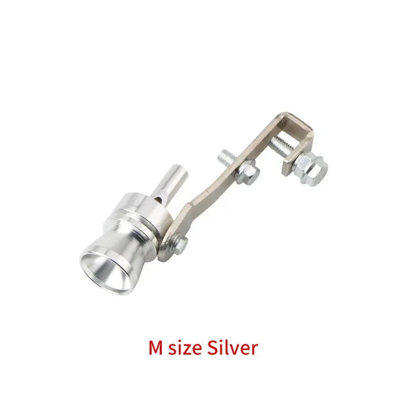 Silver exhaust turbine whistle for cars and motorcycles