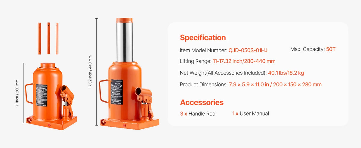 Heavy-Duty Hydraulic Bottle Jack for Trucks, SUVs, and RVs