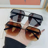 Retro Square Half-Frame Metal Sunglasses