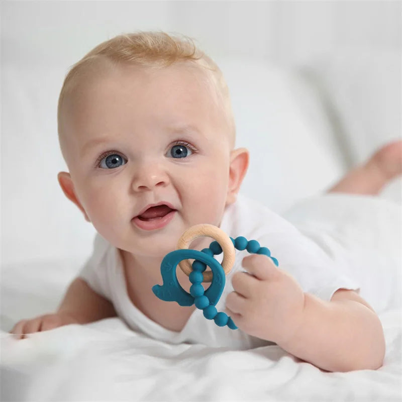 Baby Teething Gloves with Cartoon Bear Design