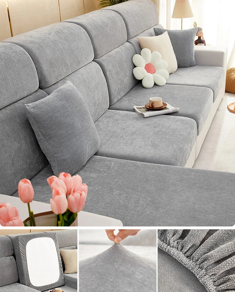 Elastic Chenille Sofa Protector Cover with Non-Slip Grip