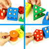 Montessori Wooden Shape Sorting Stacking Toy for Toddlers