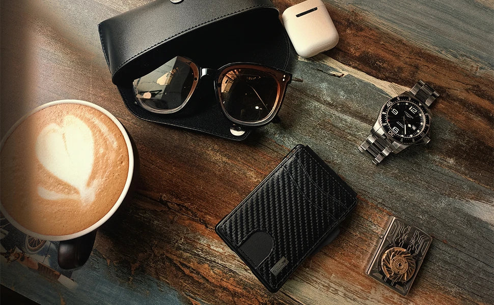 Slim RFID-Blocking Wallet with Money Clip and ID Window