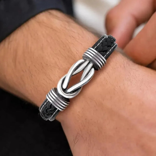 Infinity Knot Leather Bracelet for Men
