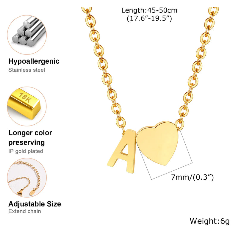 Dainty Heart Initial Necklace
