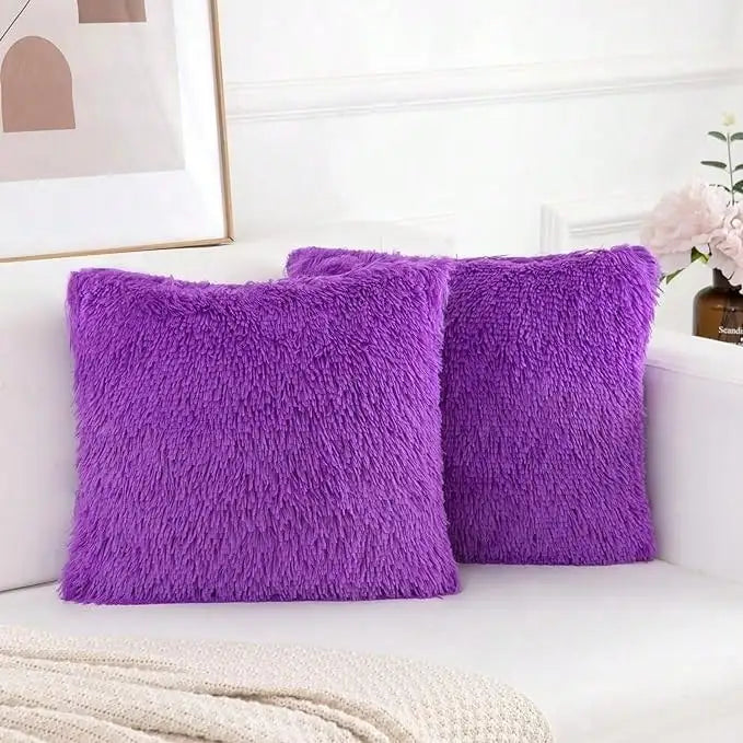 Luxury Faux Fur Throw Pillow Covers (Set of 2)