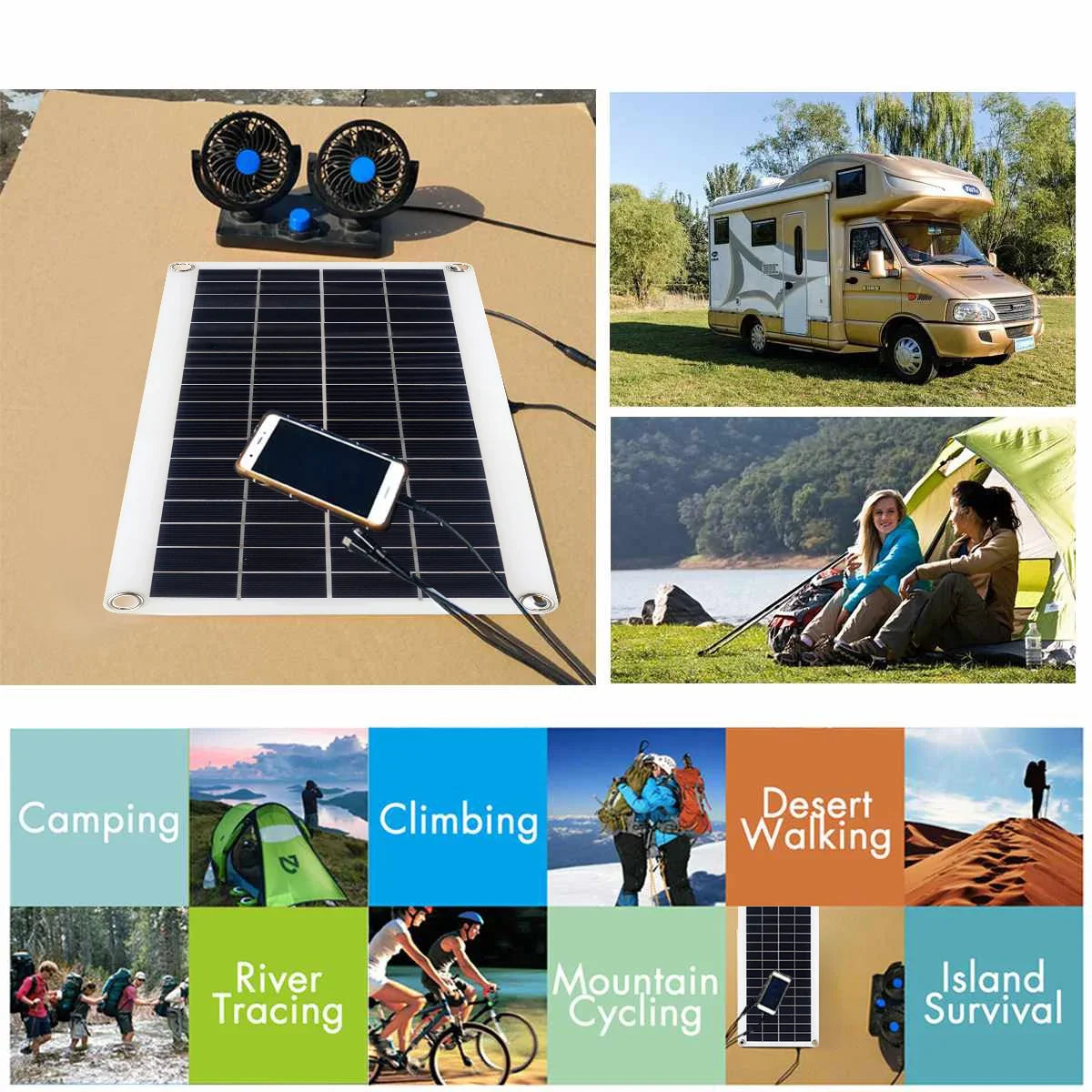 Portable Solar Power Kit with Multi-Output Controller