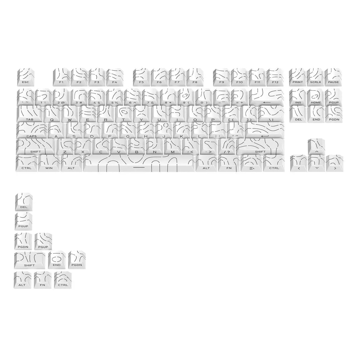 Contour Lines Keycap Set - Cherry Profile PBT, Side-Lit for Mechanical Keyboards