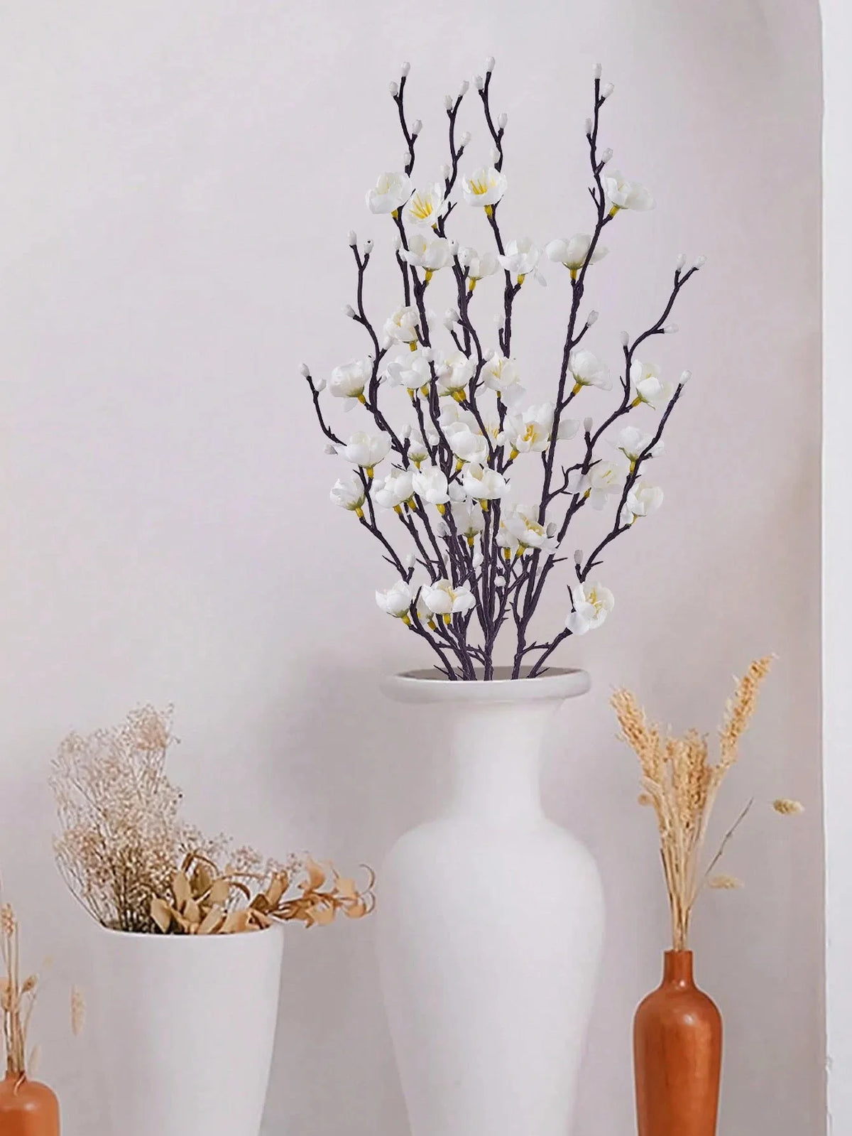 Artificial White Plum Blossom Branch for Chinese Home Décor