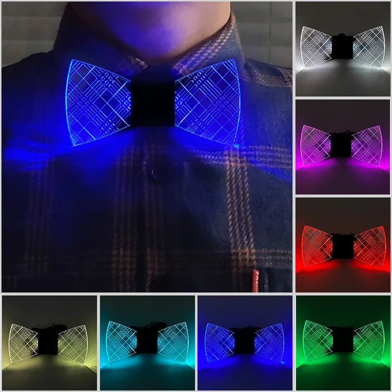 LED Glowing Glasses and Bowtie Set for Cosplay and Parties