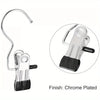 Chrome plated stainless steel clothespins with hooks for space-saving laundry drying