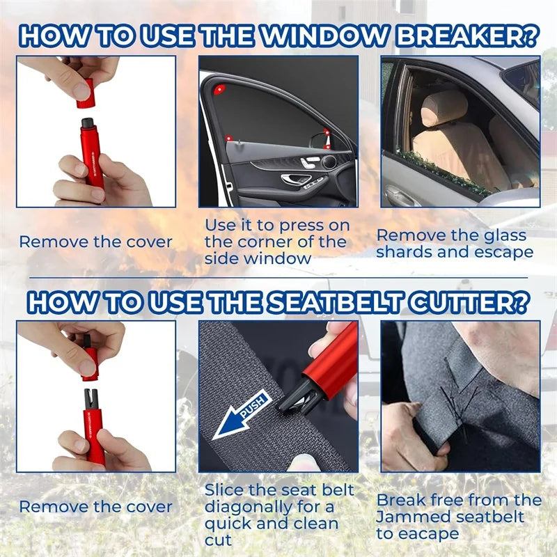 Compact Emergency Car Safety Hammer with Window Breaker & Seatbelt Cutter