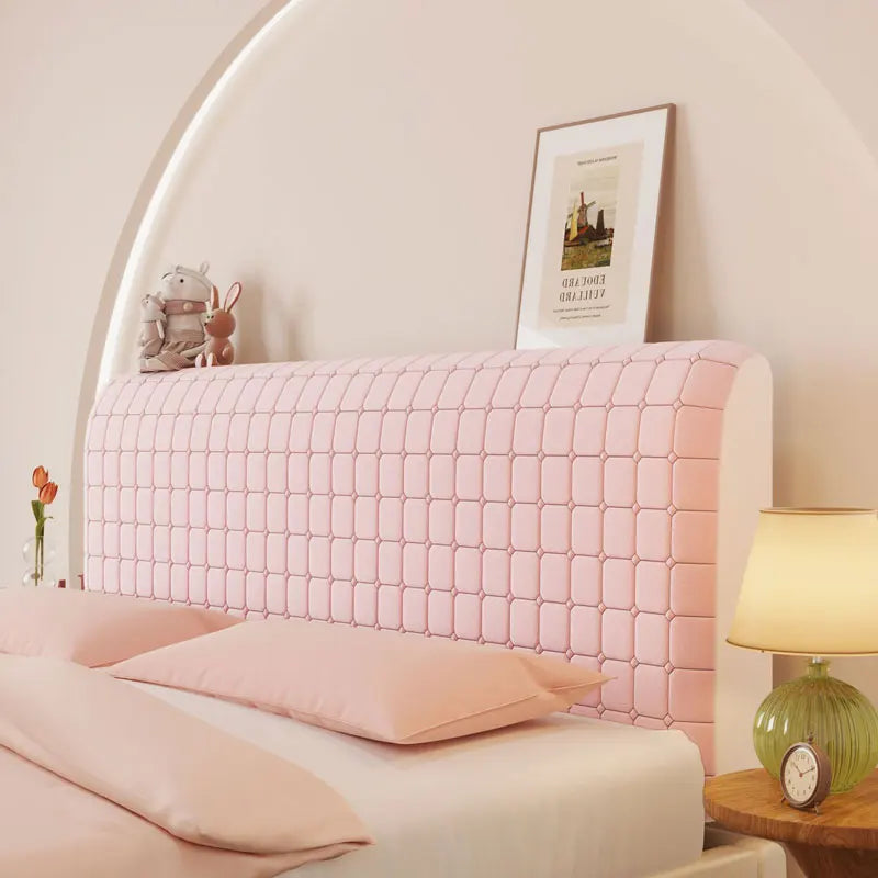 Stretch Velvet Headboard Cover - Queen Size, Dustproof & Slip-on Design