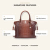 Vintage Croc-Embossed Structured Satchel Handbag