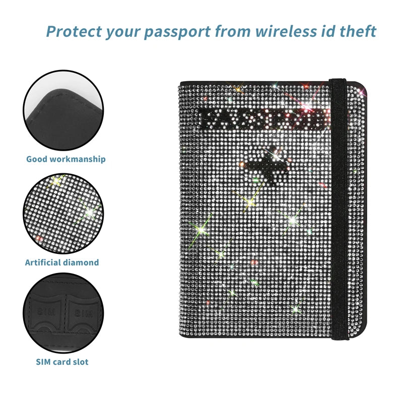 Crystal Rhinestone Passport & Card Holder Case