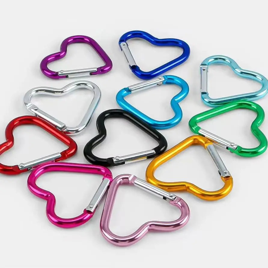 Vibrant Heart-Shaped Carabiner Clips for Keys & DIY Jewelry