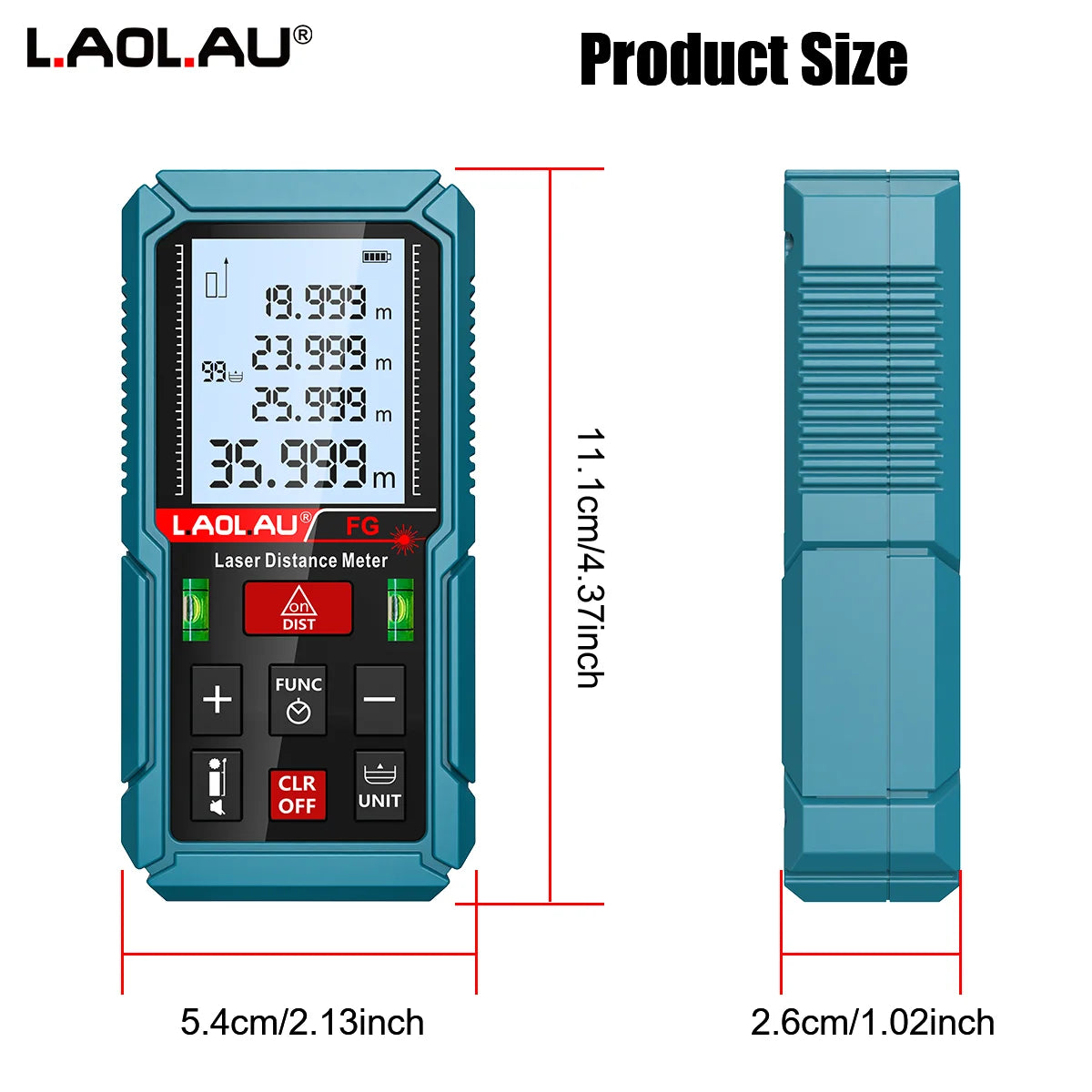 Laser Distance Meter with Backlit Display and 150m Range