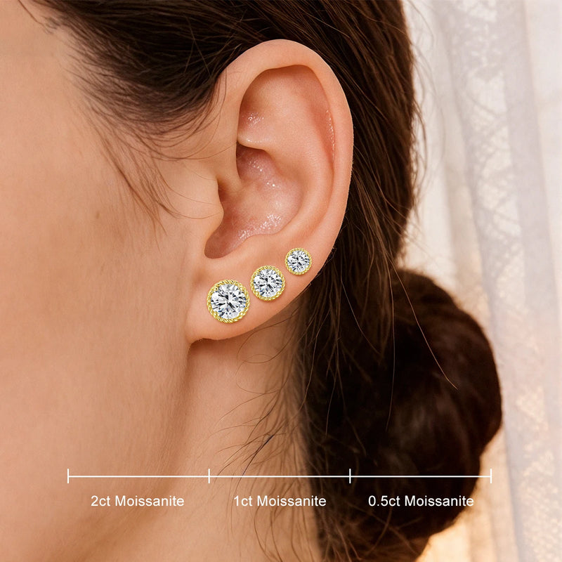 Pendientes de Moissanite con Baño de Oro de 14K