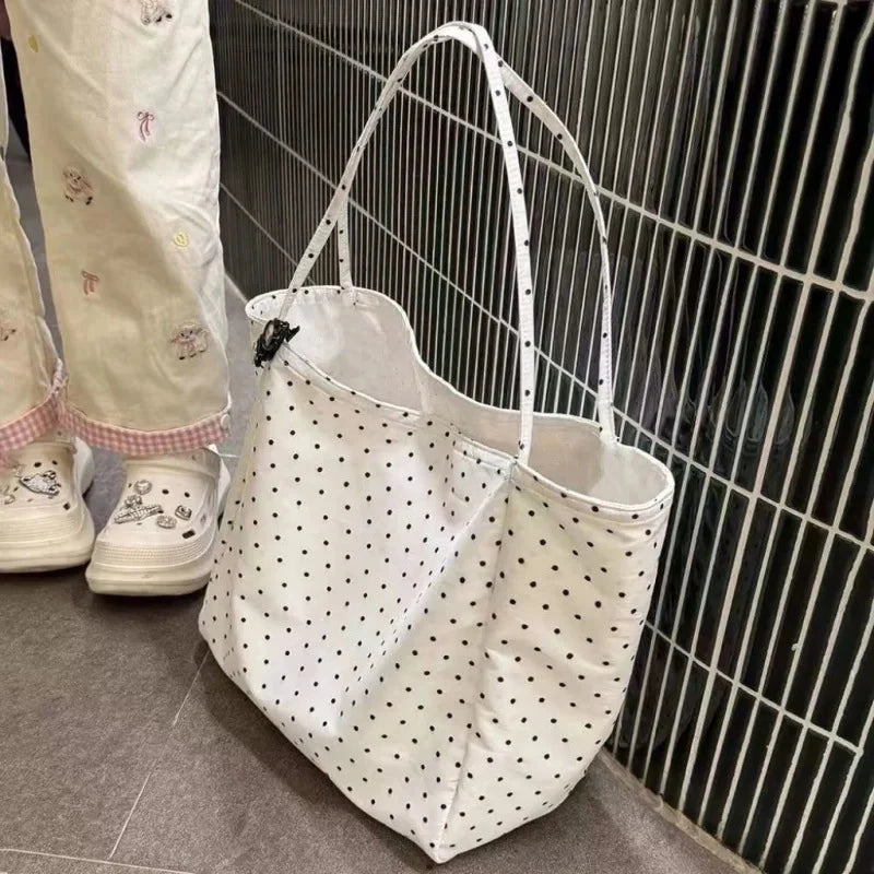 Polka Dot Canvas Tote Bag