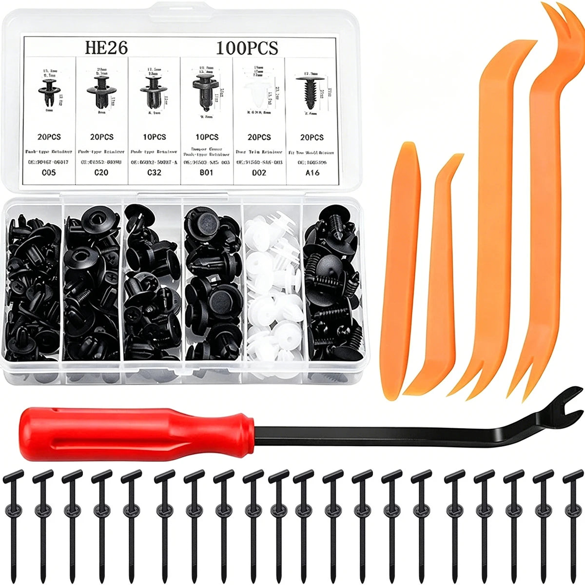 Universal Auto Fastener Clip Assortment Kit for Car Body Trim and Panels