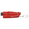 A red Mini Car Emergency Tools device with a black tip and a silver loop.