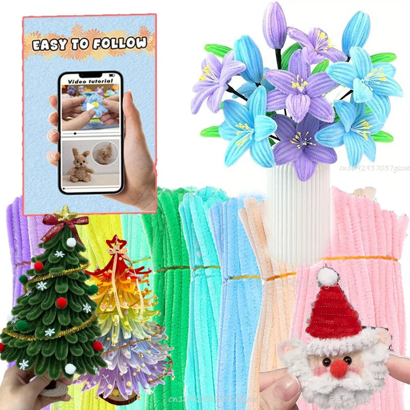 Paille de chenille colorée et texturée pour les loisirs créatifs d'enfants
