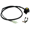 Black electrical cable and kill switch assembly for a motorcycle handlebar.