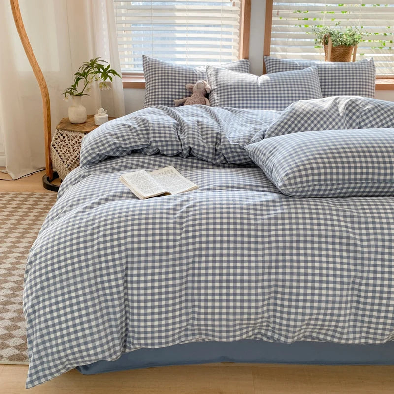 Green Plaid 3-Piece Duvet Cover Set