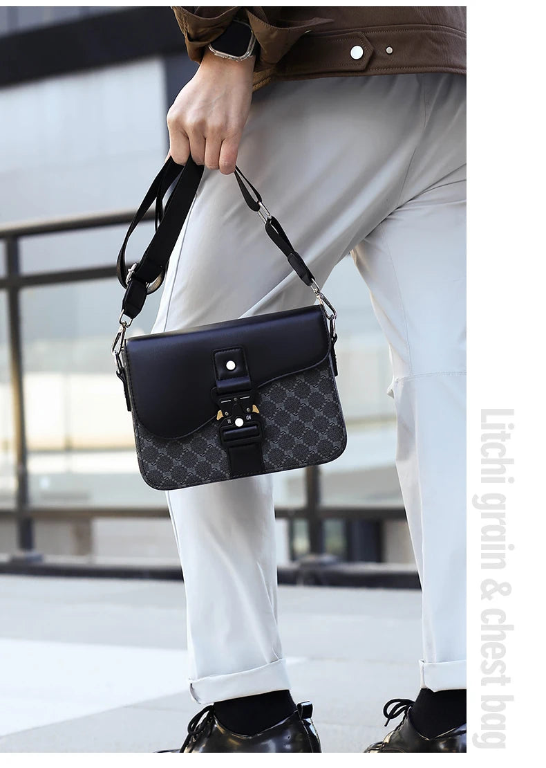Men's Jacquard Crossbody Bag with Waterproof Finish