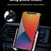 A clear phone mount with a pink crystal design is shown installed in a car air vent.