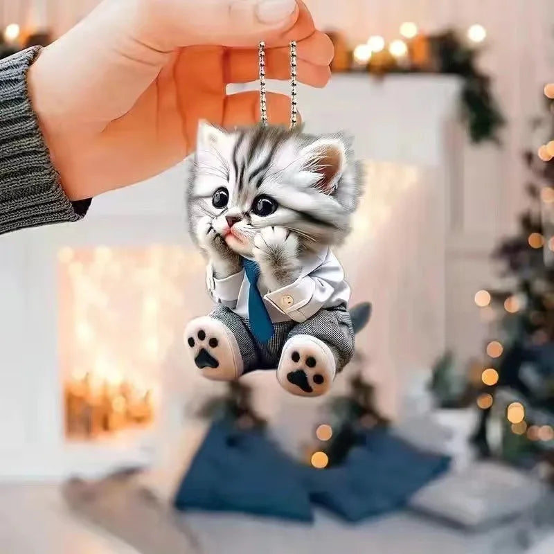 Realistic Cat Car Rearview Mirror Pendant