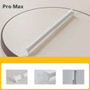 A white Pro Max adjustable shower curtain rod is shown in a close-up view.