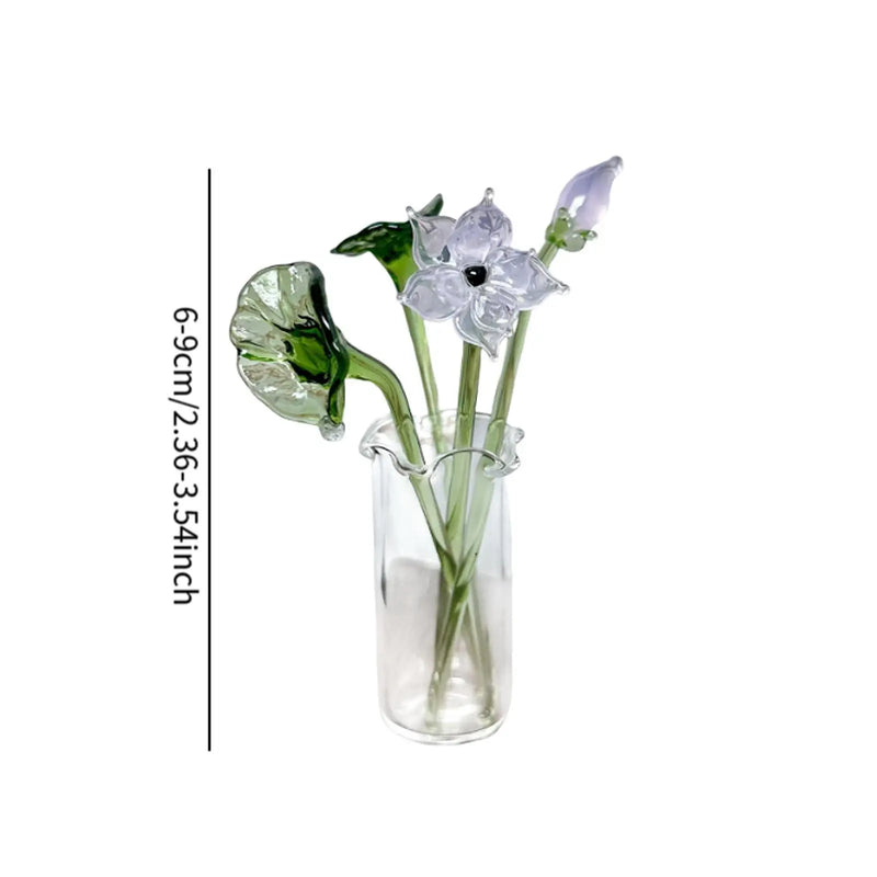 Gläserne Iris-Blumenfigur mit Vase