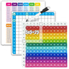 A set of multiplication practice flashcards for tables one through six, featuring an erasable pen.