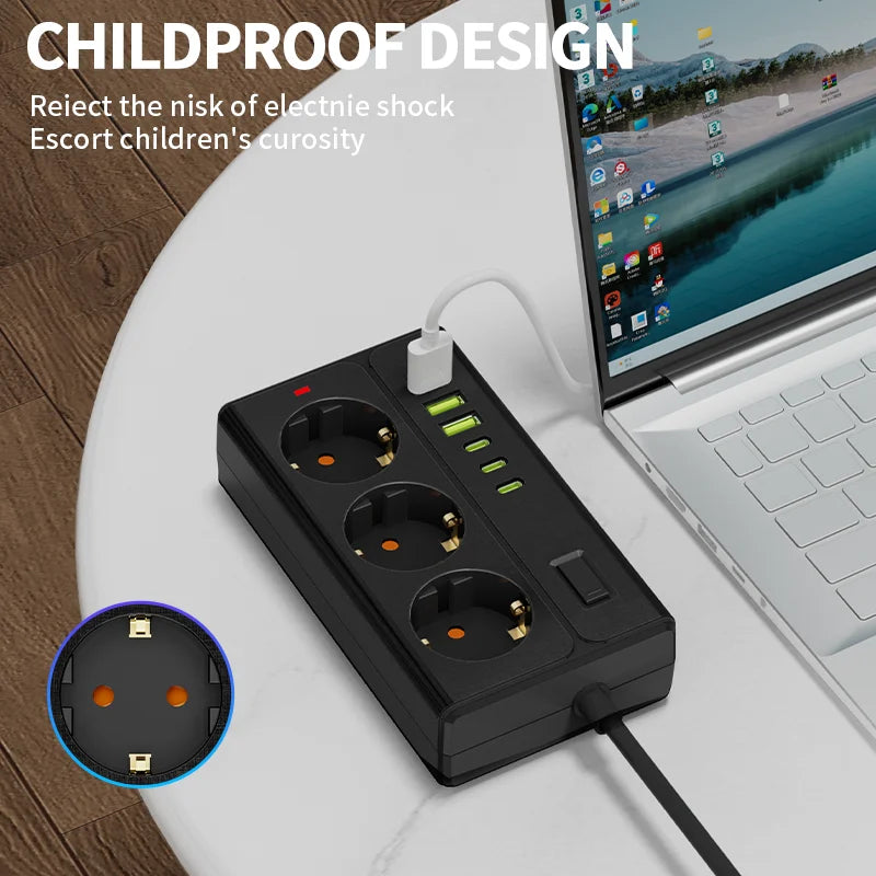 Mehrfach-Netzadapter mit USB-Laden