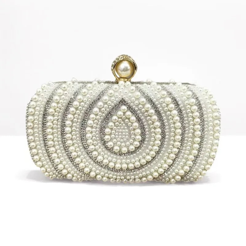 Luxury Pearl And Crystal Evening Clutch Purse