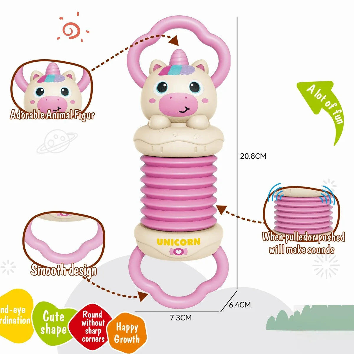 Kids Cartoon Frog Unicorn Accordion – Early Learning Musical Toy