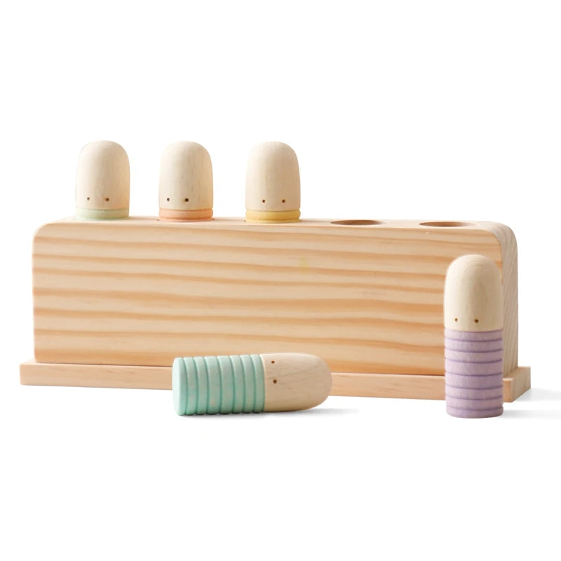 Montessori Wooden Crab Pull Toy with Bead Maze and Life Skills Activities