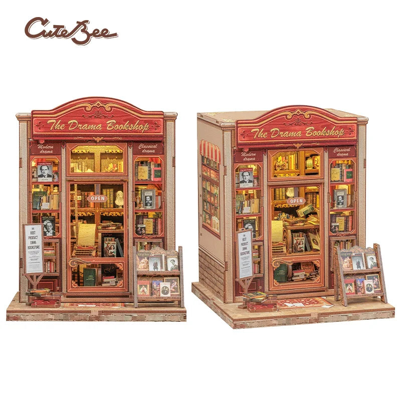 Book Nook DIY Wooden Miniature Kit with LED Lighting