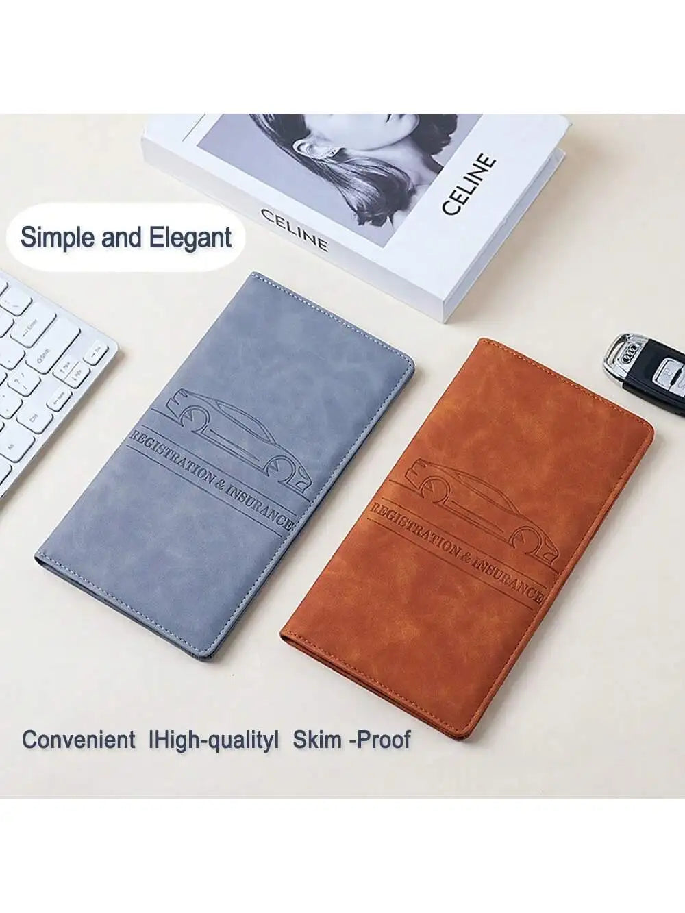 Car Registration & Insurance Card Holder – Leather Document Organizer for Glove Box