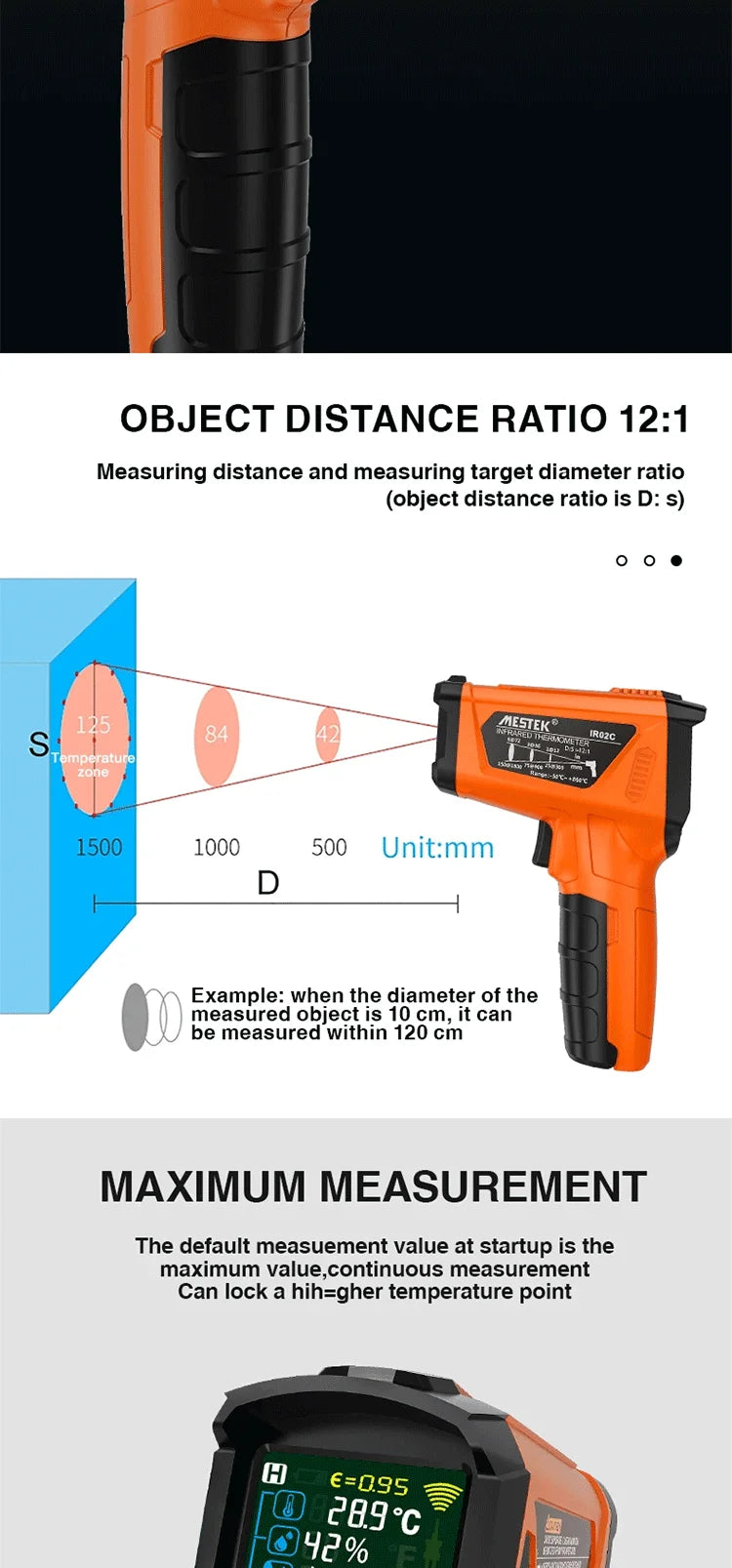 High-Temperature Infrared Thermometer with Color Screen and Humidity Sensing