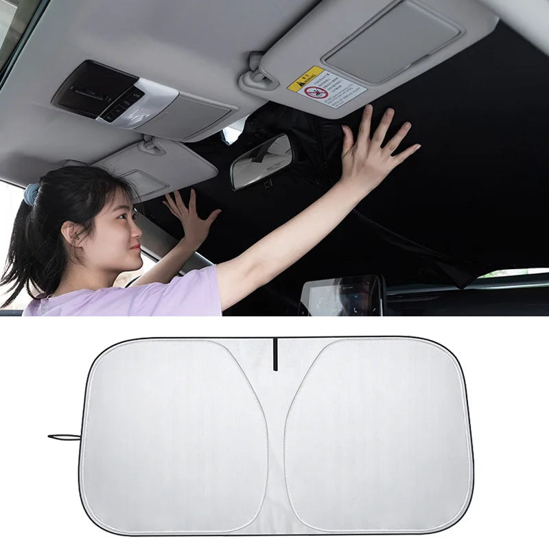 Titanium Silver Car Windshield Sunshade with Heat & Glare Protection