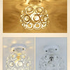 A crystal single-head ceiling lamp with a metal frame, featuring multiple clear glass orbs.