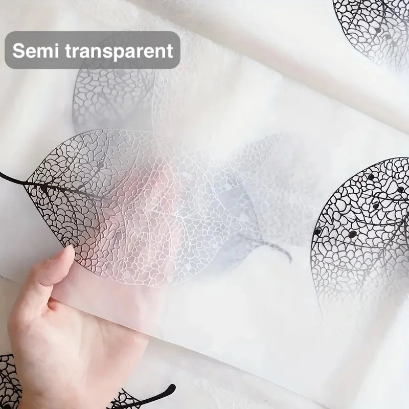 Lightweight PEVA Shower Curtain Liner with Leaf Pattern and Hooks