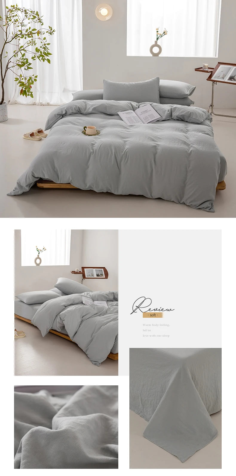 Washed Cotton Duvet Cover – Minimalist Solid Color Bedding