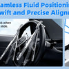 Foldable aluminum laptop stand for car steering wheel showing a buckle locking mechanism.